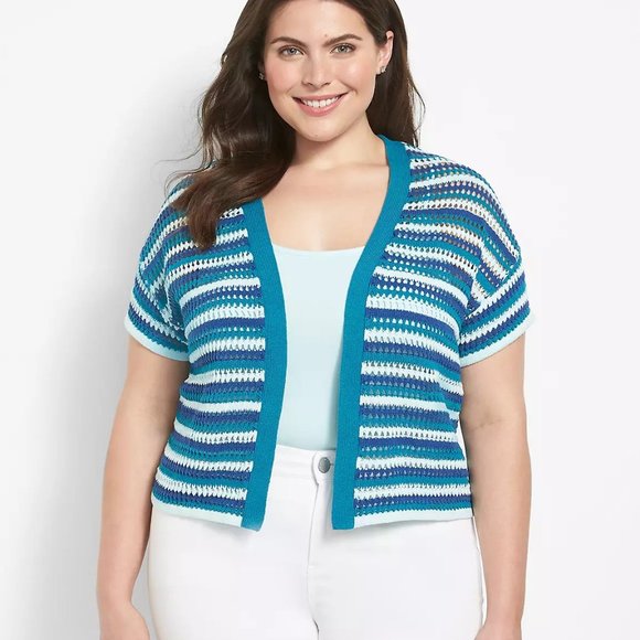 Lane Bryant Sweaters - NWT Lane Bryant Cardigan Sweater Womens 22/24 Open Front Short Sleeve Bl…